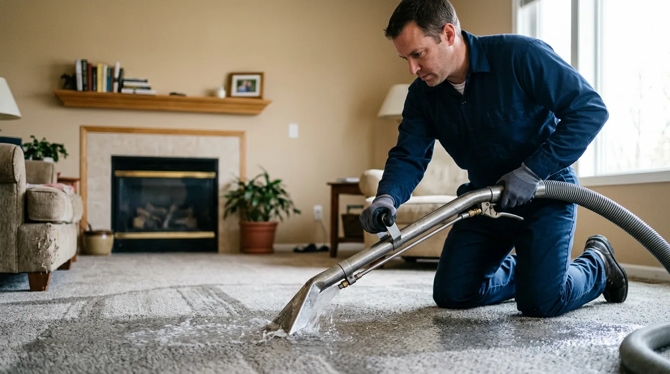 Water damage restoration technician working near Lohman, MO